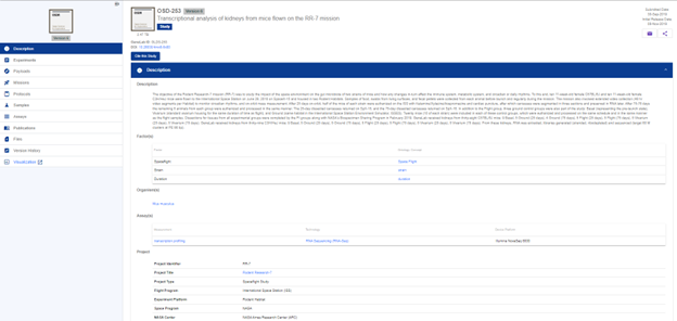 Screenshot of a sample data record page in the data repository